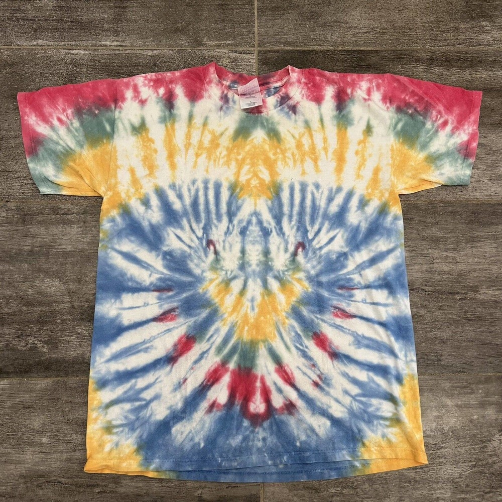 VINTAGE GILDAN T-Shirt Blue Short Sleeve Tie Dye Men’s Size L